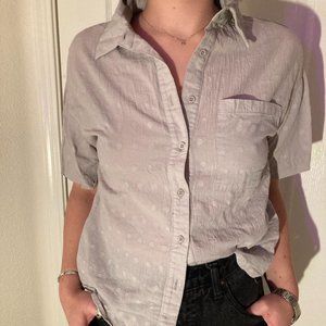 Cute Grey Polkadot Collared Shirt